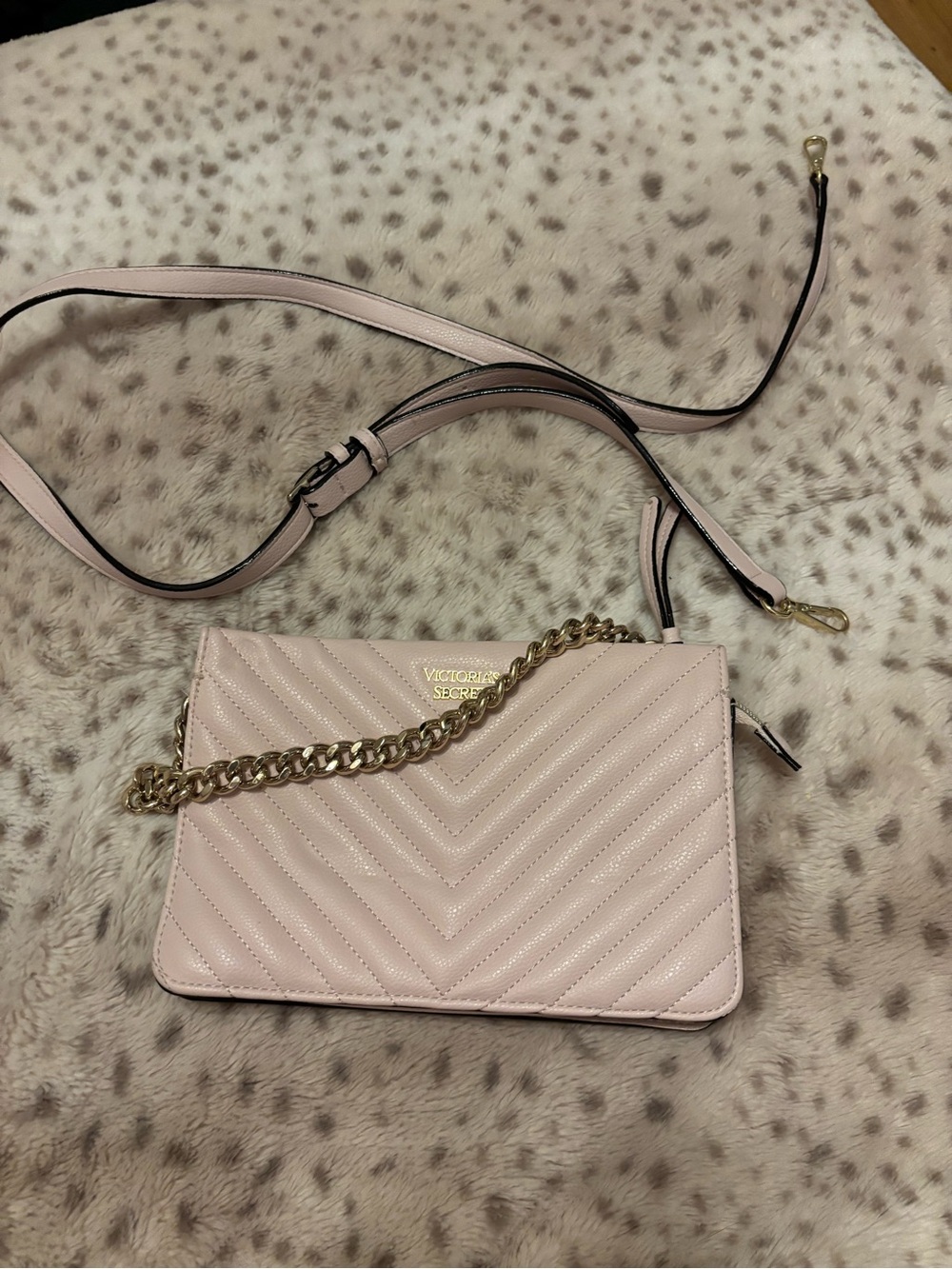 Victoria's Secret Pale Pink Quilted Chain Crossbody